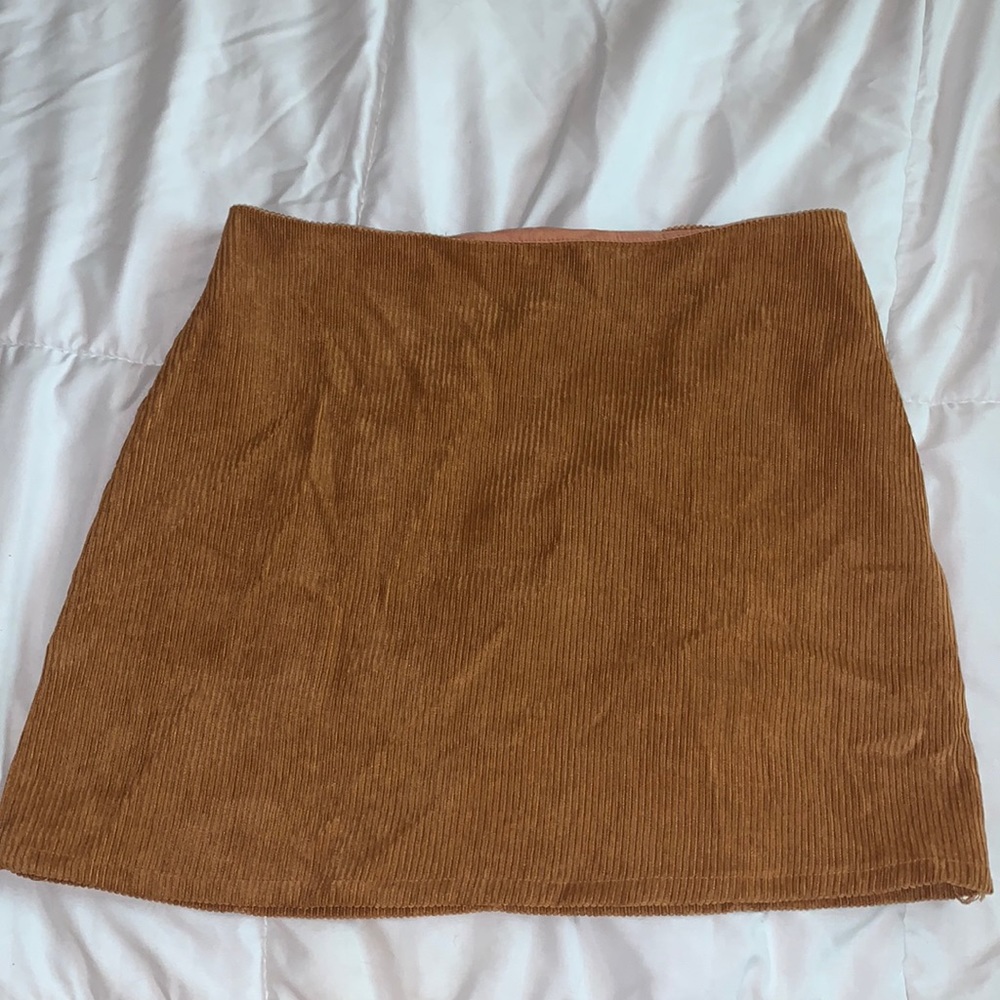 zip up corduroy burnt orange skirt
